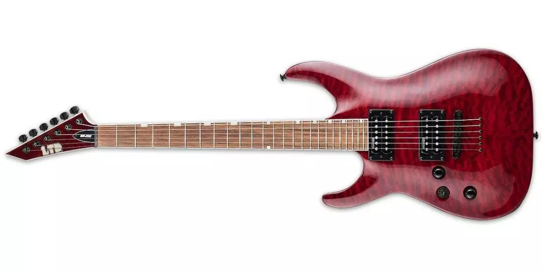 LTD MH-200QM NT Electric Guitar - Left-Handed - See Thru Black Cherry