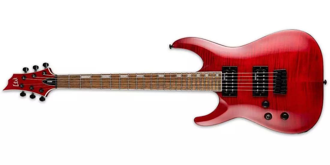 LTD H-200FM Electric Guitar - Left-Handed - See Thru Red