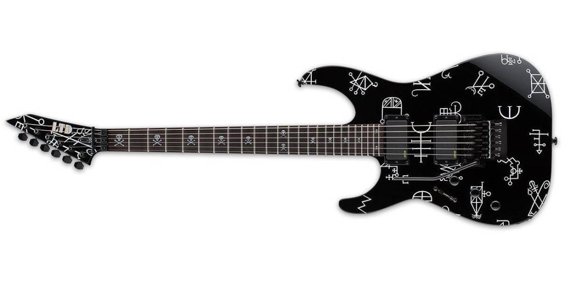 LTD KH Demonology Electric Guitar with Case - Left-Handed - Black w/ Graphic