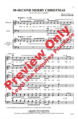 30-Second Merry Christmas - Moore - SATB