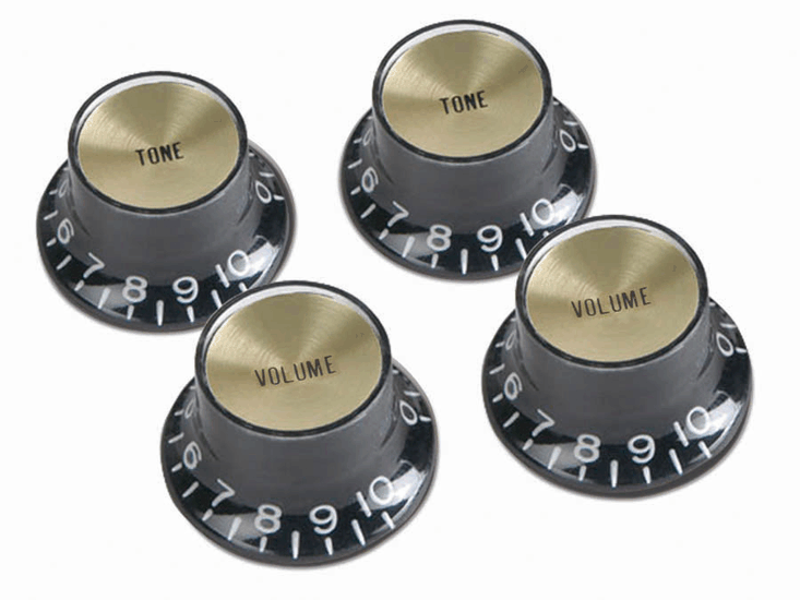 Top-Hat Knob Set - Black with Gold Inserts