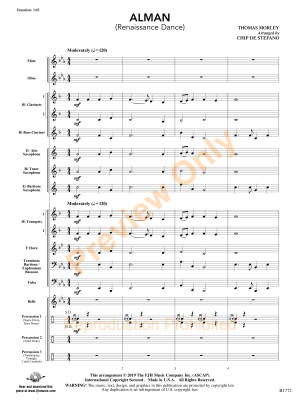 Alman (Renaissance Dance) -  Morley/De Stefano - Concert Band - Gr. 1