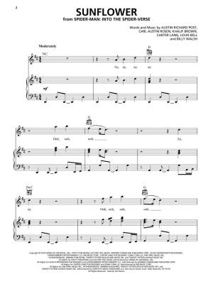 Sunflower (from Spider-Man: Into the Spider-Verse) - Malone/Lee - Piano/Vocal/Guitar - Sheet Music