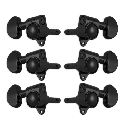 Grover Locking Rotomatics Machine Heads (Set Of 6) - Black/Chrome