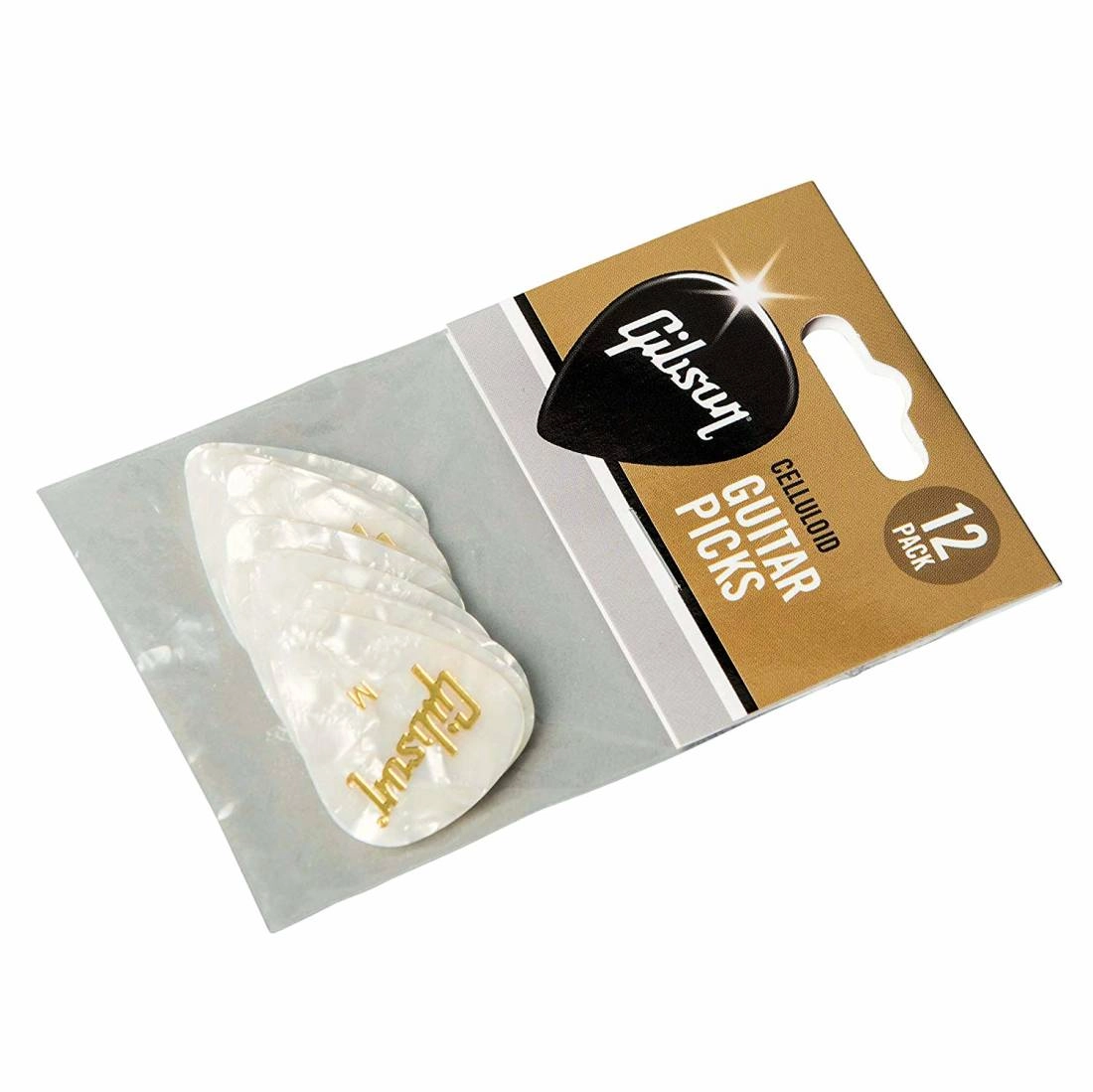 White Pearloid Medium Standard Pick 12-Pack