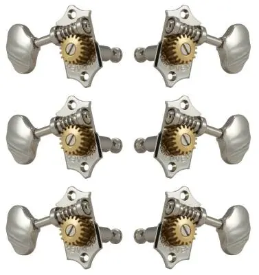 Grover - Sta-Tite Tuners 97-18 Series, 18:1 Gear Ratio, Vertical, Set of 3+3 - Nickel