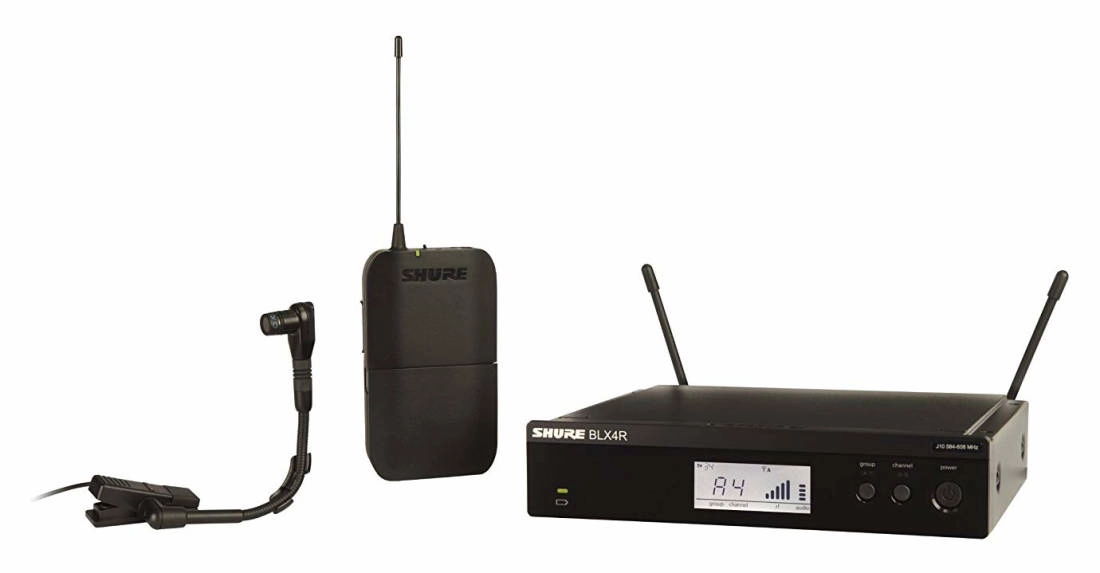 BLX14R/B98 Wireless Rack Mount Instrument System with Cardioid Clip-on Mic (J11: 596-616 MHz)