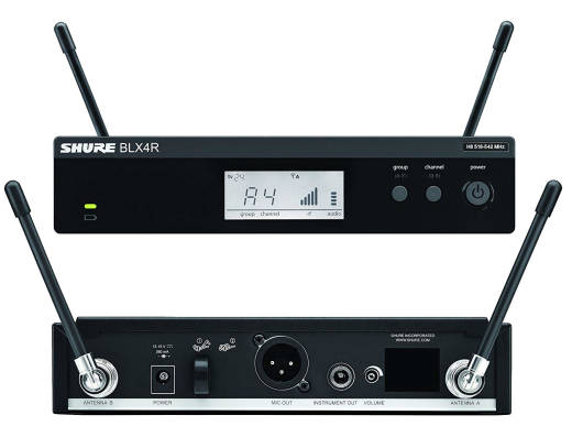 BLX14R/B98 Wireless Rack Mount Instrument System with Cardioid Clip-on Mic (H11: 572-596 MHz)