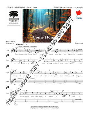 Come Home - Moberly/Lang - SATB