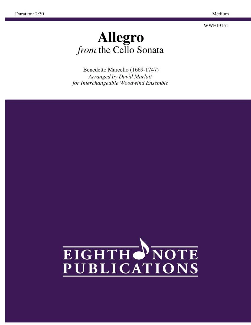 Allegro from the Cello Sonata - Marcello/Marlatt - Interchangeable Woodwind Ensemble - Gr. Medium