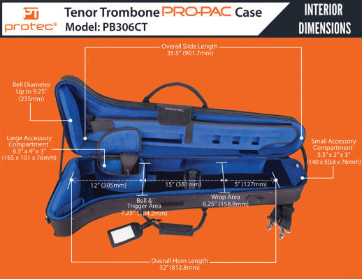 PRO PAC Contoured Tenor Trombone Case - Black