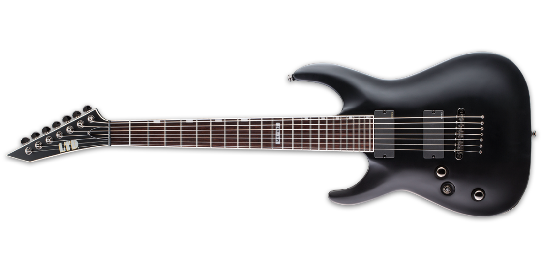 LTD MH-417 7-String Electric Guitar - Black Satin - Left-Handed