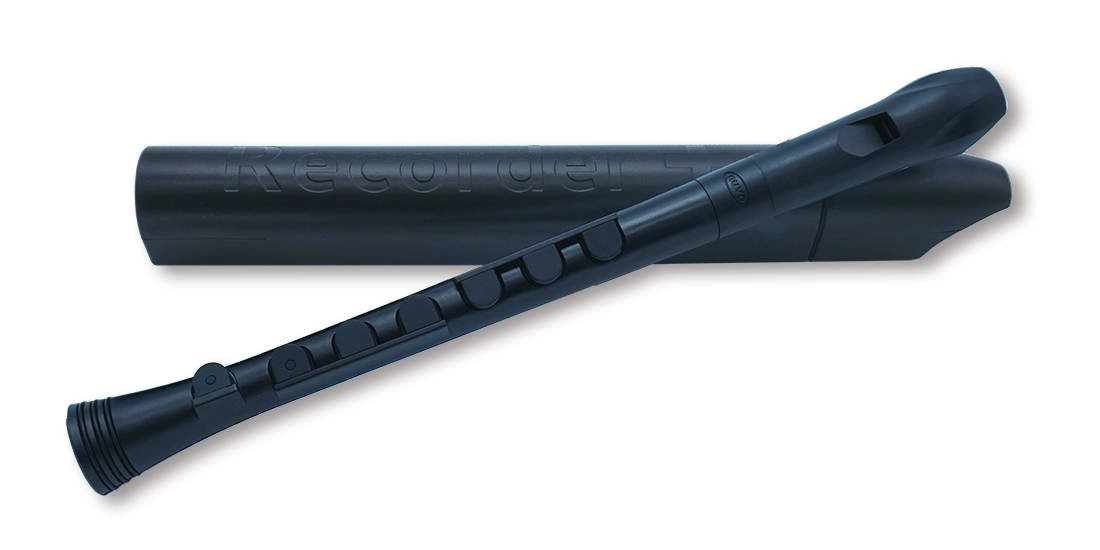 Recorder+ with Case - German Fingering - Black/Black