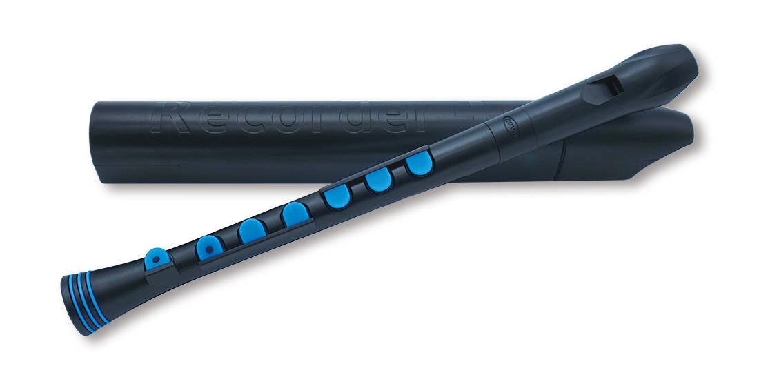 Recorder+ with Case - German Fingering - Black/Blue