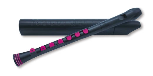 Recorder+ with Case - German Fingering - Black/Pink