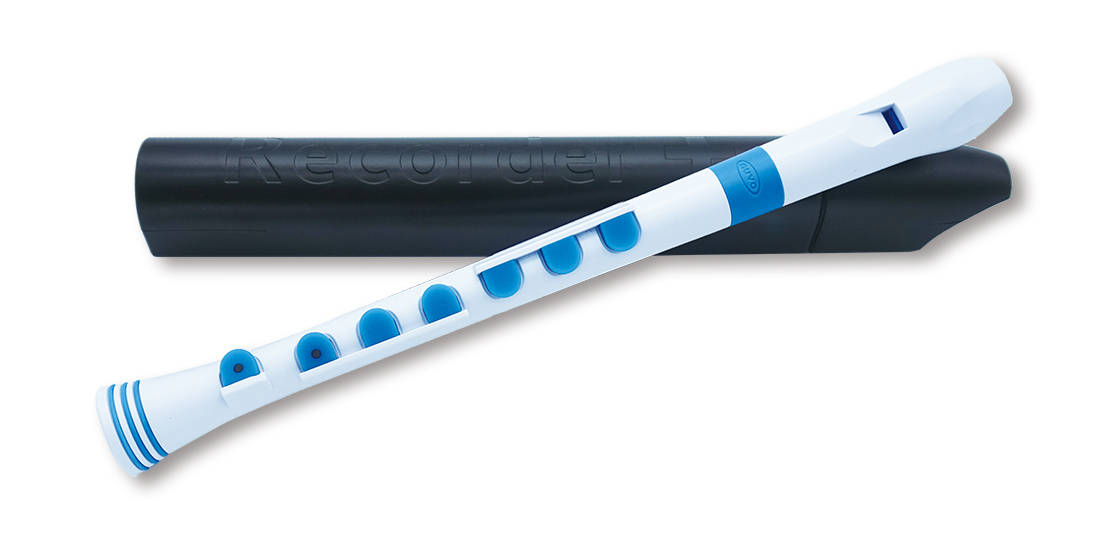 Recorder+ with Case - German Fingering - White/Blue