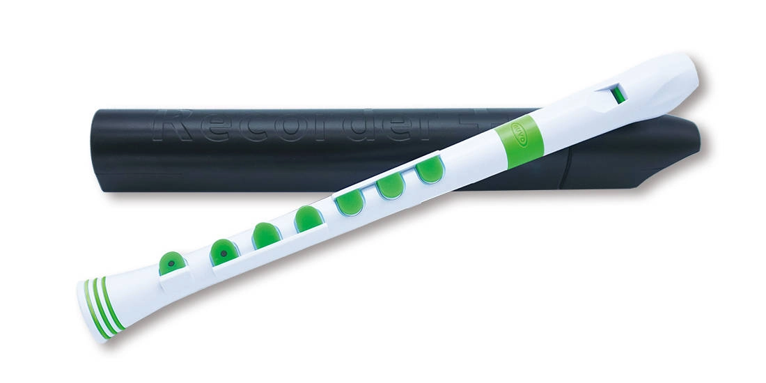 Recorder+ with Case - German Fingering - White/Green