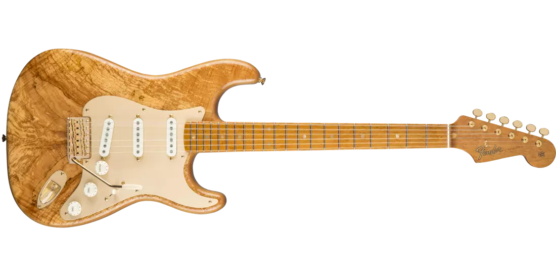 Spalted Maple Artisan Stratocaster with Case - Natural