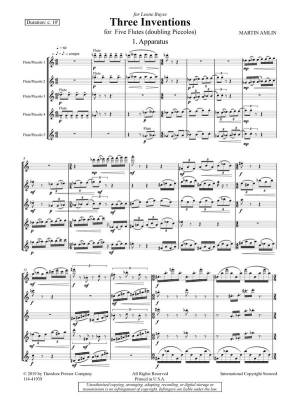 Three Inventions - Amlin - Flute Quintet (Doubling Piccolos) - Score/Parts
