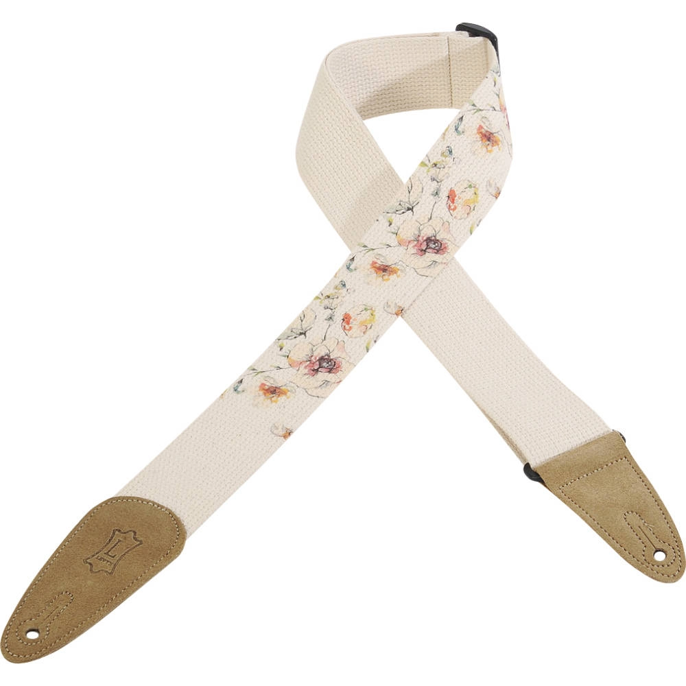 2 Inch Urban Print Cotton Guitar Strap - Tan/Floral