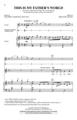This Is My Father\'s World - Nix - Unison/2pt Treble