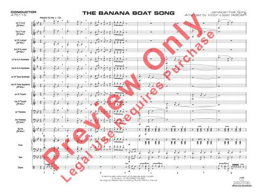 The Banana Boat Song - Jamaican Folk Song/Lopez - Jazz Ensemble - Gr. 0.5