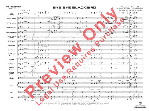 Bye Bye Blackbird - Dixon/Henderson/Sigler - Jazz Ensemble - Gr. 2 (Medium Easy)