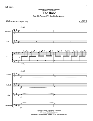 The Rose - Rossetti/Gjeilo - String Quartet (SA) Accompaniment - Score/Parts