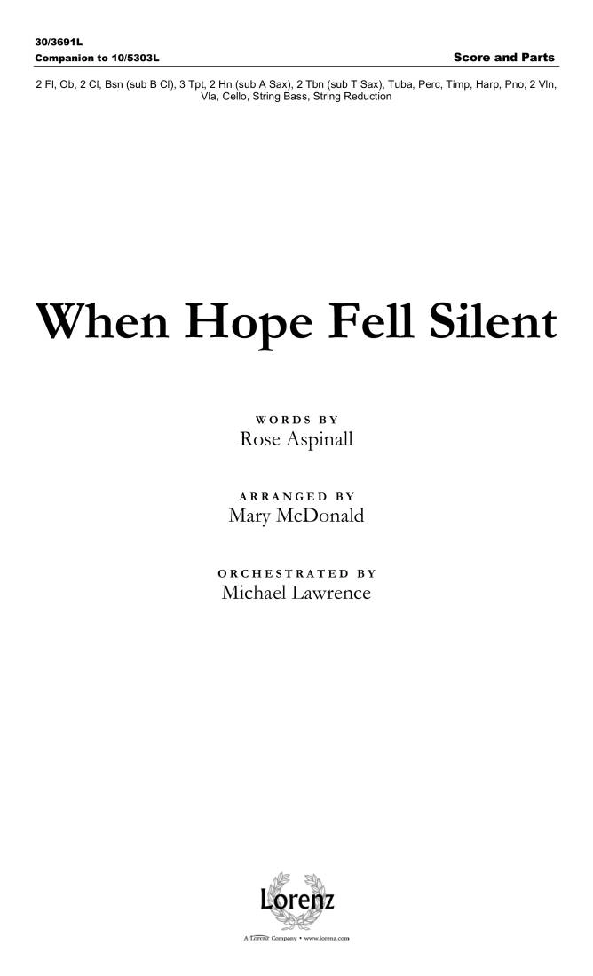 When Hope Fell Silent - Aspinall /Wilson /McDonald - Orchestral Score/Parts