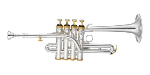 SILVER + Brass Piccolo Trumpet Brass Finish Picollo Bb/A Pitch W/Case-Mp