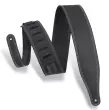 Levys - Courroie en cuir \u00ab Butter \u00bb \u00e0 couture double pour guitare (largeur de 6,35 cm, noir)
