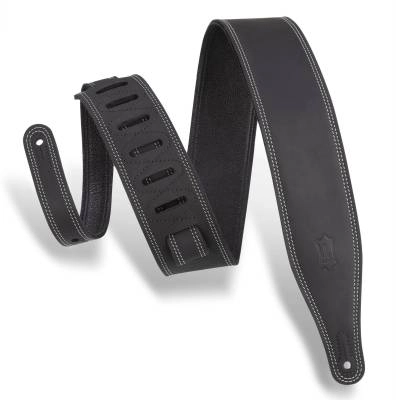 Levys - 2.5 Butter Double Stitch Leather Guitar Strap - Black