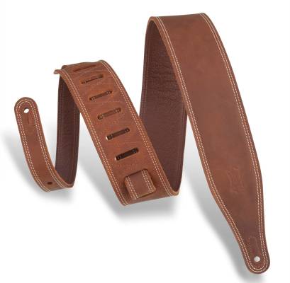 Levys - 2.5 Butter Double Stitch Leather Guitar Strap - Brown