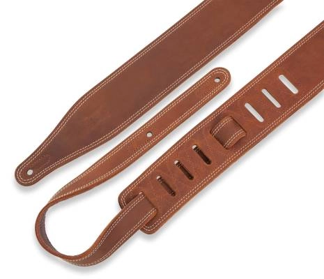 2.5\'\' Butter Double Stitch Leather Guitar Strap - Brown