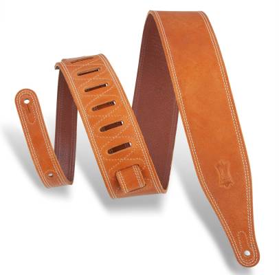 Levys - 2.5 Butter Double Stitch Leather Guitar Strap - Tan