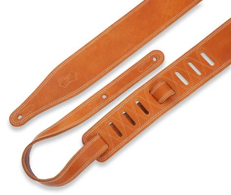 2.5\'\' Butter Double Stitch Leather Guitar Strap - Tan
