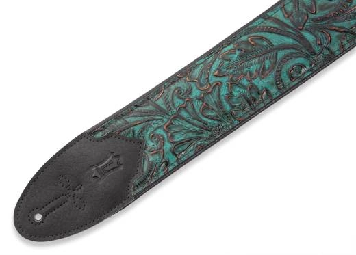 3\'\' Sundance Line Leather Guitar Strap - Palm Jade