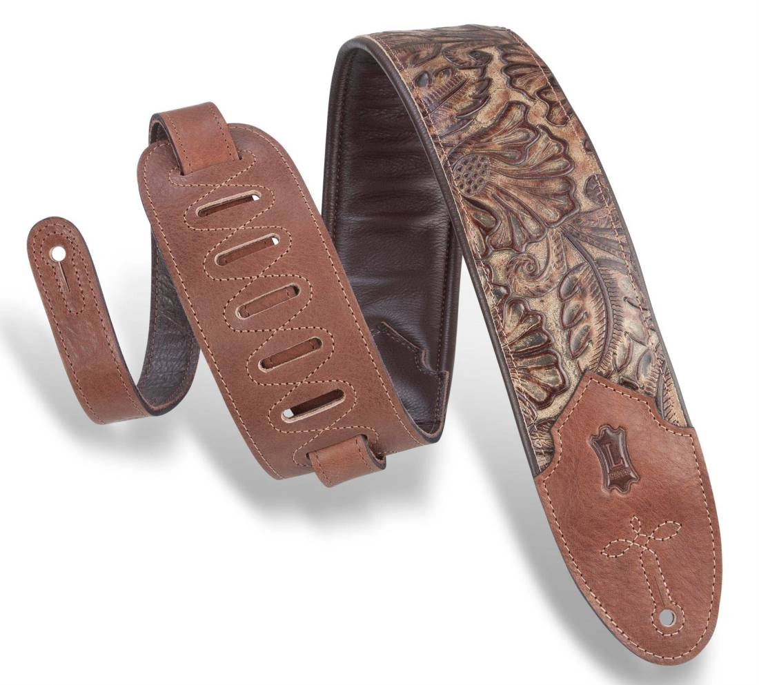 3\'\' Sundance Line Leather Guitar Strap - Palm Pecan