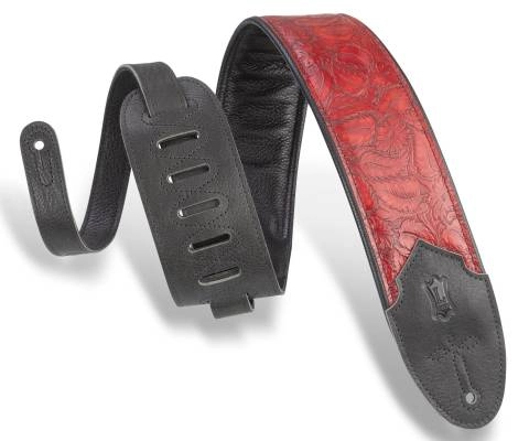 3\'\' Sundance Line Leather Guitar Strap - Geranium Merlot