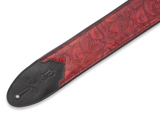 3\'\' Sundance Line Leather Guitar Strap - Geranium Merlot