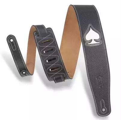 2.5\'\' Lucky Line Leather Guitar Strap - Spade