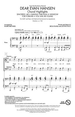 Dear Evan Hansen (Choral Highlights) - Pasek/Paul/Brymer - SAB