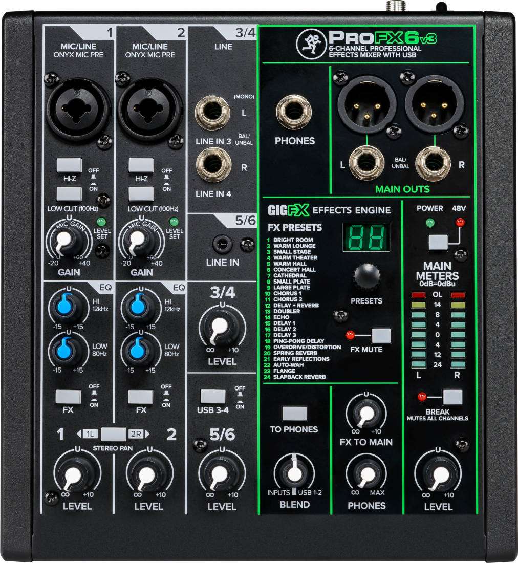 ProFX6v3 6-Channel Professional Effects Mixer with USB