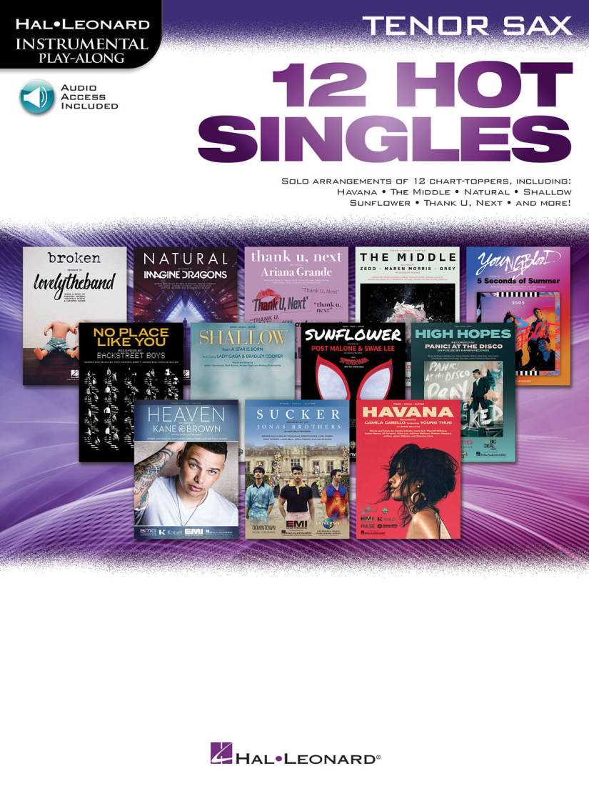 12 Hot Singles: Instrumental Play-Along - Tenor Sax - Book/Audio Online
