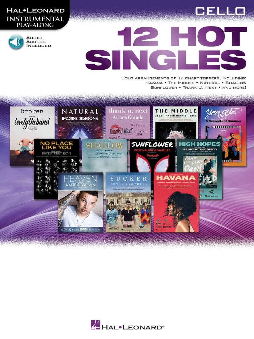 12 Hot Singles: Instrumental Play-Along - Cello - Book/Audio Online