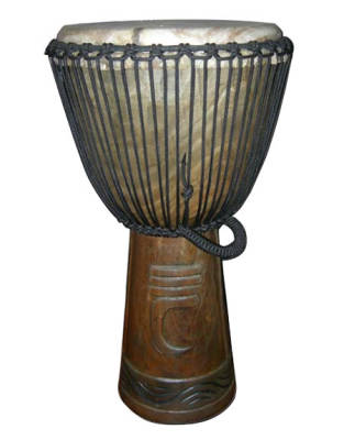 Pro Series Djembe with Horn of War Carving - 65cm