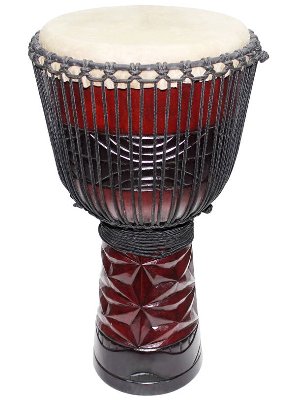 Pro Series Djembe with Black/Red Diamond Carving - 50cm