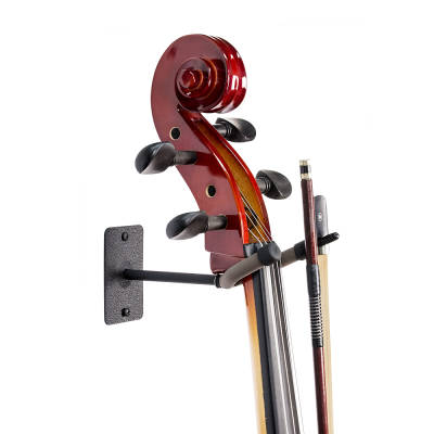 Front Facing Cello Wall Mount Hanger - 4\'\' Stem with Bow Holder