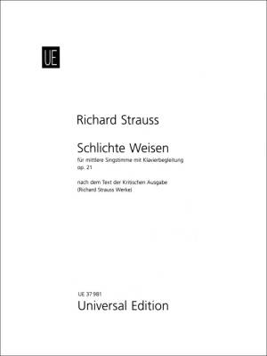 Universal Edition - Schlichte Weisen Op. 21 - Dahn/Strauss - Medium Voice/Piano