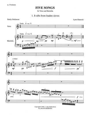 Five Songs for Voice and Marimba - Dickinson/Glassock - Mezzo Soprano/Marimba